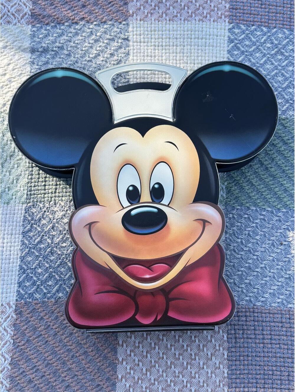 Vintage Plastic Mickey Mouse Shaped Case with Cassettes and book